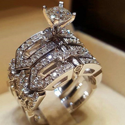 Seria 2 bucăți/set! Set inele rotunde cu cristal alb Milangirl la modă pentru femei, fete, nuntă, petrecere, bijuterii de modă