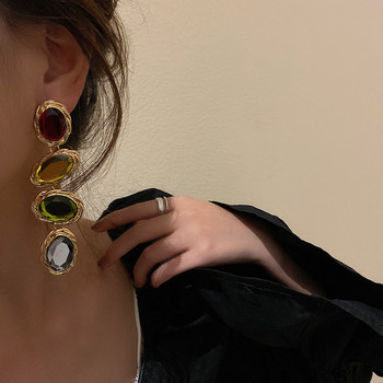 XIALUOKE Retro Long Metal ακανόνιστο χρώμα καραμέλα ακρυλικά σκουλαρίκια σταγόνας για γυναίκες Hyperbole Personality Big Earrings Κοσμήματα για πάρτι
