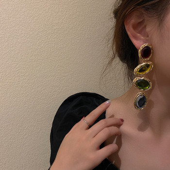 XIALUOKE Retro Long Metal ακανόνιστο χρώμα καραμέλα ακρυλικά σκουλαρίκια σταγόνας για γυναίκες Hyperbole Personality Big Earrings Κοσμήματα για πάρτι