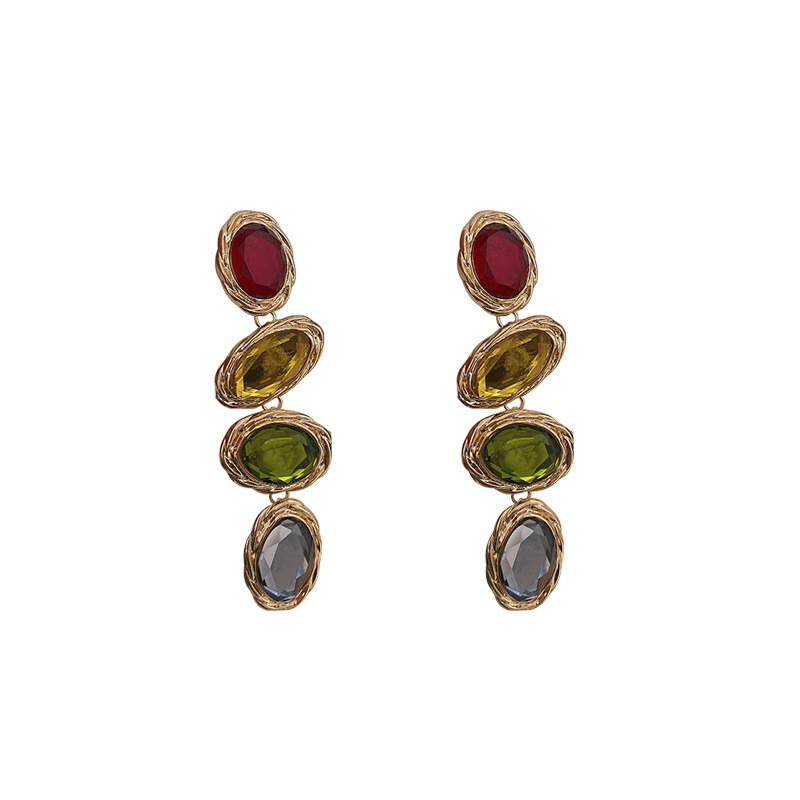 XIALUOKE Retro ilgi metaliniai netaisyklingos saldainių spalvos akriliniai nuleidžiami auskarai moterims hiperbolinės asmenybės dideli auskarai vakarėlių papuošalai