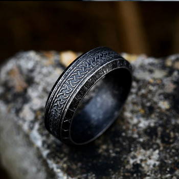 Моден винтидж пръстен с викингски руни за мъже Уникален байкерски пръстен от неръждаема стомана с келтски възел Скандинавски амулет Бижута Подаръци Дропшиппинг