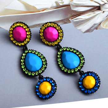 Νέου σχεδίου Μακριά μεταλλικά πολύχρωμα κρυστάλλινα σκουλαρίκια σταγόνας κρεμαστά κοσμήματα υψηλής ποιότητας μόδας για γυναίκες