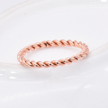 KNOCK висококачествен 2 mm моден малък розово златен цвят усукана неръждаема стомана за жени сватбено парти пръстен бижута