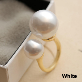 Δαχτυλίδια για γυναίκες 1 τμχ Chic Fashion Διπλό Πέρλα Λευκό Μαύρο Ανοιγόμενο Ρυθμιζόμενο Δαχτυλίδι Δώρο Νέα Δαχτυλίδια 2021 Τάση