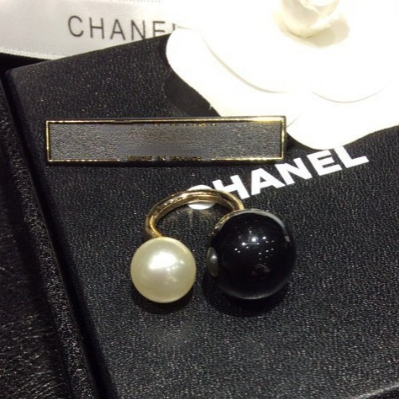 Žiedai moterims 1vnt Prašmatnus mados dvigubas perlas baltas juodas atidarymo reguliuojamas žiedas Dovana Nauji žiedai 2021 m. tendencija