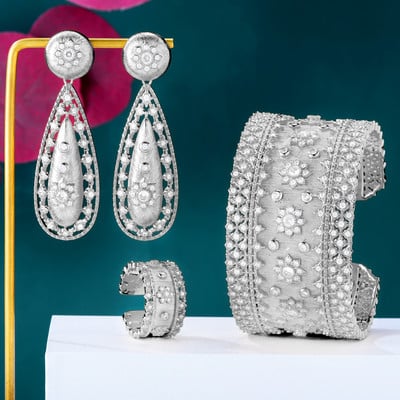 GODKI Vintage Royal 3 DB zöld CZ luxus afrikai ékszer szett nőknek esküvői parti cirkon kristály Dubai menyasszonyi ékszer szett ajándék