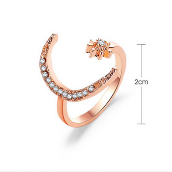 Δαχτυλίδι Zircon Moon Star για Γυναικεία Ανοξείδωτο Ατσάλι Ασημί Χρώμα Ρυθμιζόμενο δαχτυλίδι Δαχτυλίδι Γάμου Αισθητικής Δώρο Bijoux Femme
