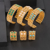 JaneKelly prabangus didelis 3vnt papuošalų rinkinys su kubiniu cirkonio oksidu moterims Vestuvių aksesuarai Saudo Arabiškas Dubajus