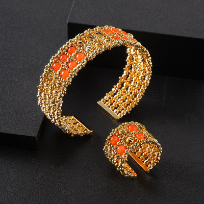 JaneKelly prabangus didelis 3vnt papuošalų rinkinys su kubiniu cirkonio oksidu moterims Vestuvių aksesuarai Saudo Arabiškas Dubajus