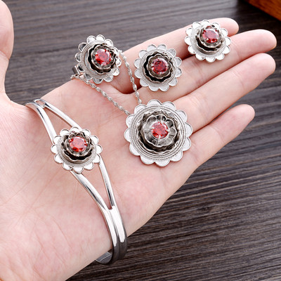 Mieli mėlyno kalnų krištolinio akmens Etiopijos papuošalų rinkiniai pakabukų karoliai / auskarai / žiedas Auksinė plokštelė Afrikos nuotakos vestuvių Eritrėjos rinkinys