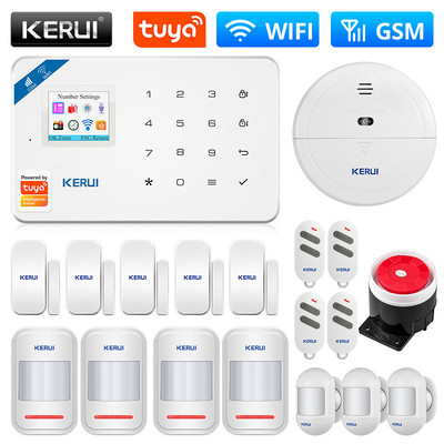 KERUI W181 Tuya išmanioji signalizacijos sistema WIFI GSM Wiress namų signalizacijos palaikymas Alexa judesio jutiklis, langas, durų jutiklis, IP kamera