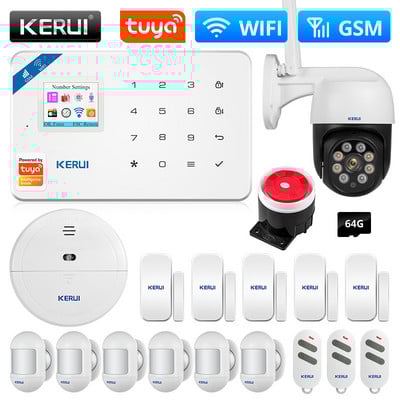 KERUI W181 Tuya išmanioji signalizacijos sistema WIFI GSM Wiress namų signalizacijos palaikymas Alexa judesio jutiklis, langas, durų jutiklis, IP kamera