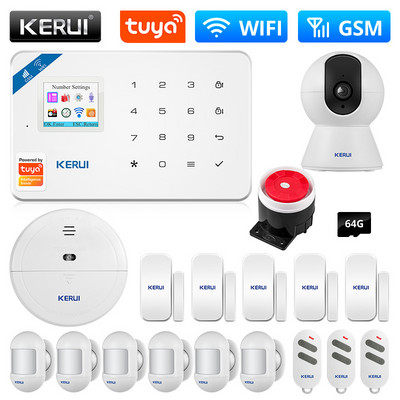 KERUI W181 Tuya išmanioji signalizacijos sistema WIFI GSM Wiress namų signalizacijos palaikymas Alexa judesio jutiklis, langas, durų jutiklis, IP kamera