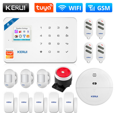 KERUI W181 Tuya išmanioji signalizacijos sistema WIFI GSM Wiress namų signalizacijos palaikymas Alexa judesio jutiklis, langas, durų jutiklis, IP kamera