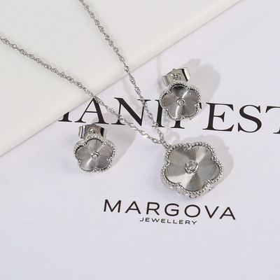 Saulės gėlių karoliai ir auskarų rinkinys moterims Dubajaus papuošalų rinkiniai Prabangūs papuošalų dizainerio auskarai Klasikiniai žavūs dobilų karoliai