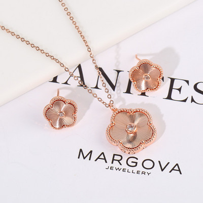 Saulės gėlių karoliai ir auskarų rinkinys moterims Dubajaus papuošalų rinkiniai Prabangūs papuošalų dizainerio auskarai Klasikiniai žavūs dobilų karoliai