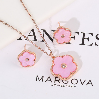 Saulės gėlių karoliai ir auskarų rinkinys moterims Dubajaus papuošalų rinkiniai Prabangūs papuošalų dizainerio auskarai Klasikiniai žavūs dobilų karoliai