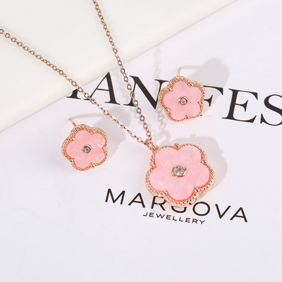 Saulės gėlių karoliai ir auskarų rinkinys moterims Dubajaus papuošalų rinkiniai Prabangūs papuošalų dizainerio auskarai Klasikiniai žavūs dobilų karoliai