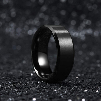 Ανδρικά δαχτυλίδια από ανοξείδωτο ατσάλι κλασικά 8mm 2021 Μαύρη βουρτσισμένη επιφάνεια γάμου Unisex Κοσμήματα αρραβωνιαστικών Μέγεθος 6-13 Υψηλής ποιότητας