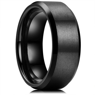 Klasické 8 mm pánske prstene z nehrdzavejúcej ocele 2021, čierny brúsený povrch, svadobný prsteň, unisex, zásnubné šperky, veľkosť 6-13, vysoká kvalita