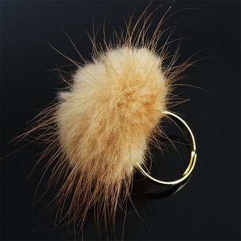 Fashion Fluffy Mink Fur Ball Pompom Ring Boho Γνήσιο μαλακό δέρμα Δαχτυλίδια πάρτι για γυναίκες Δώρα με ρυθμιζόμενο μέγεθος