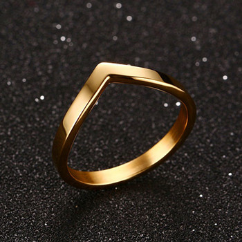 Обикновен пръстен с V-образна форма на шеврон за парти 316L модни бижута от неръждаема стомана Пръстени за жени