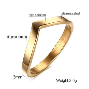 Обикновен пръстен с V-образна форма на шеврон за парти 316L модни бижута от неръждаема стомана Пръстени за жени