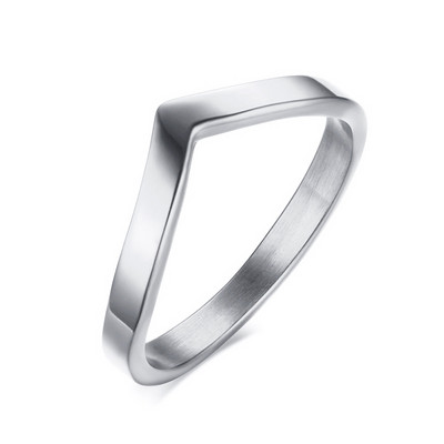 Paprastas „Chevron V“ formos žiedas vakarėliui 316L nerūdijančio plieno madingi papuošalų žiedai moterims