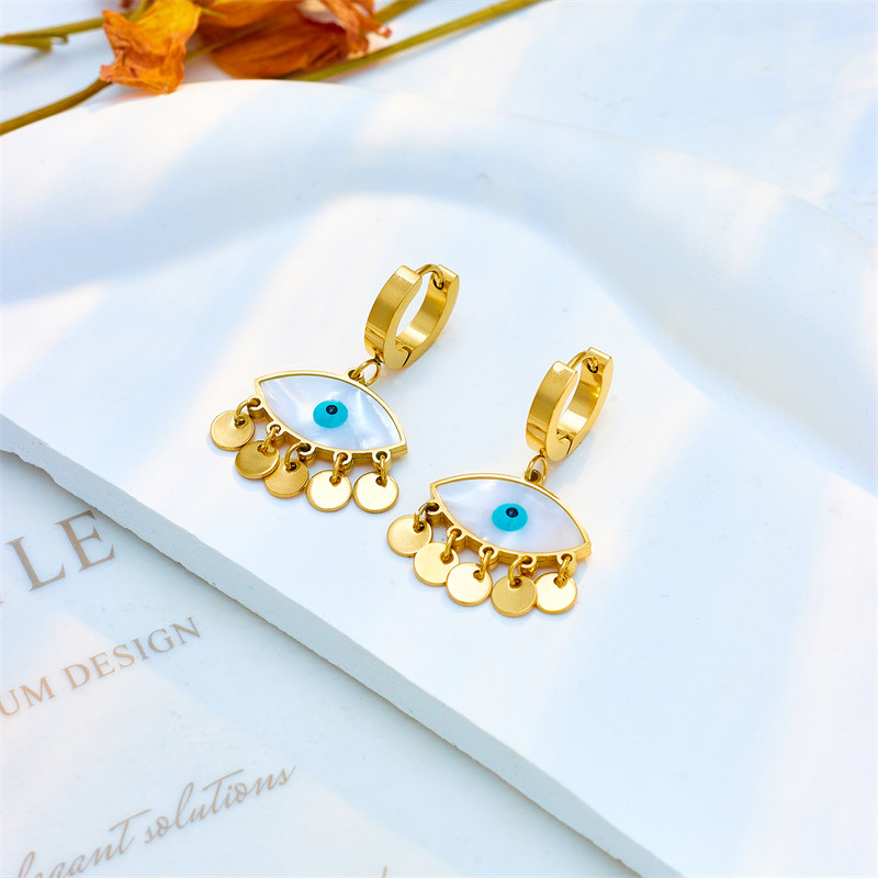 DIEYURO 316L din oțel inoxidabil cu ochi albaștri pandantiv colier cercei pentru femei Choker de înaltă calitate Set de bijuterii care nu se estompează Cadouri