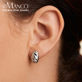 eManco aukso spalvos maži nerūdijančio plieno lanko auskarai moterims kruasano kupolo lankeliai paprasti auskarai vintažinės geometrijos