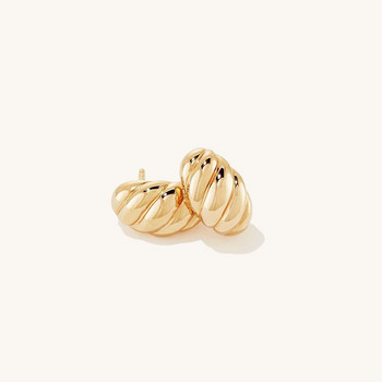 eManco златен цвят малки обеци с халки от неръждаема стомана за жени Croissant Dôme Hoops Прости обеци с ретро геометрия