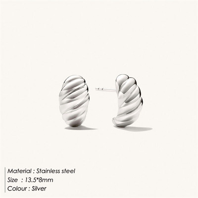 eManco aukso spalvos maži nerūdijančio plieno lanko auskarai moterims kruasano kupolo lankeliai paprasti auskarai vintažinės geometrijos