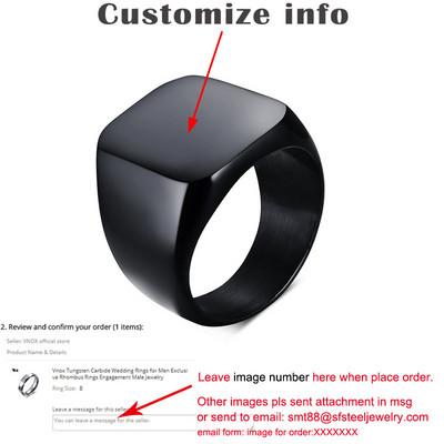 Vnox 18mm stambus žiedas su antspaudu vyrams juodas nerūdijančio plieno graviruotas karališkosios raidės pradinis antspaudo žiedas pagal užsakymą pagamintas papuošalas
