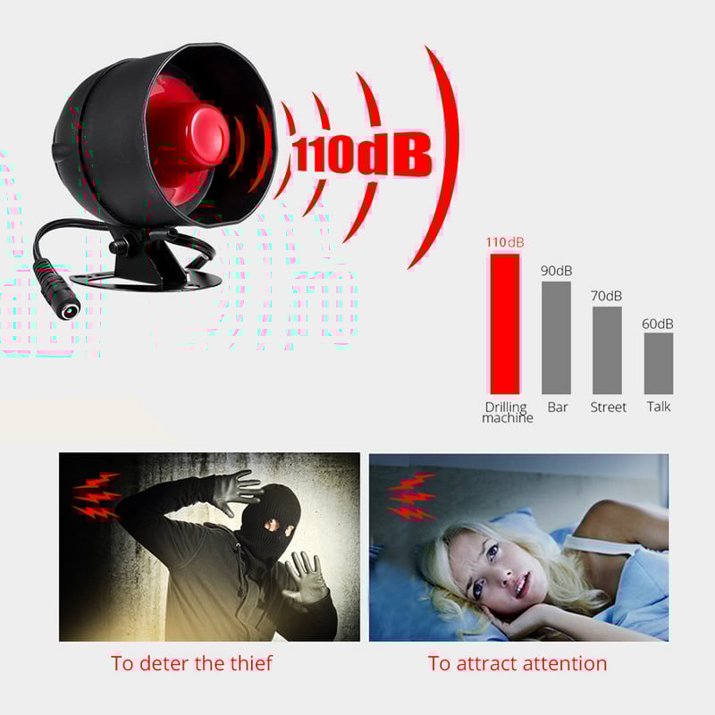 Kerui Alarm System Siréna Reproduktor Hlasno Zvuk Domáci Alarm Systém Bezdrôtový Detektor Bezpečnostný Ochranný Systém pre Dom Garáž