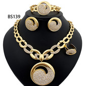 Dubajaus aukso spalvos papuošalų rinkinys moterims apvalių pakabukų karolių auskarų rinkinys juegos de joyas de dubai joyas