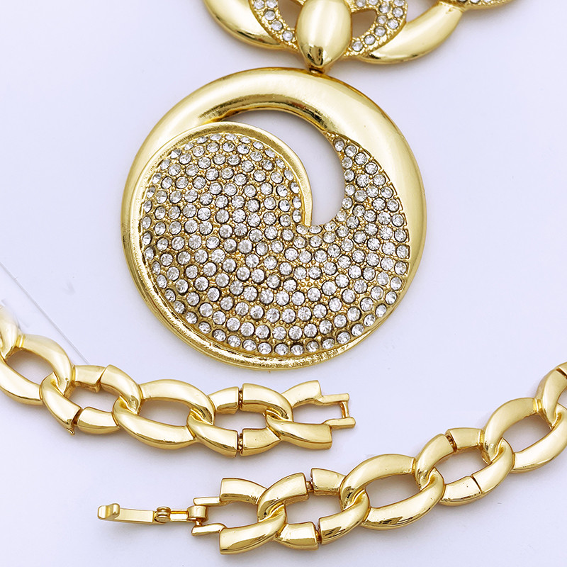 Dubajaus aukso spalvos papuošalų rinkinys moterims apvalių pakabukų karolių auskarų rinkinys juegos de joyas de dubai joyas