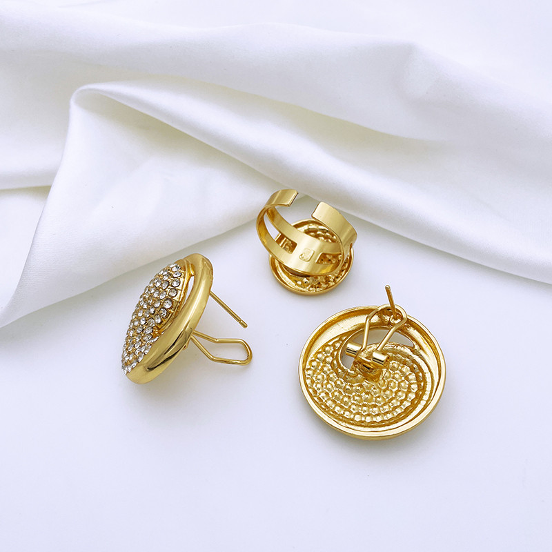 Dubajaus aukso spalvos papuošalų rinkinys moterims apvalių pakabukų karolių auskarų rinkinys juegos de joyas de dubai joyas