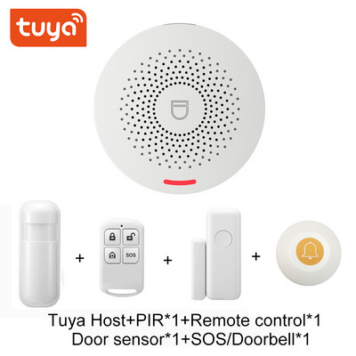 ZSWKD Tuya Seturi de sistem de alarmă Wifi Securitate fără fir antifurt cu detector de mișcare Senzor de ușă Aplicație Smart Life pentru casă inteligentă DIY