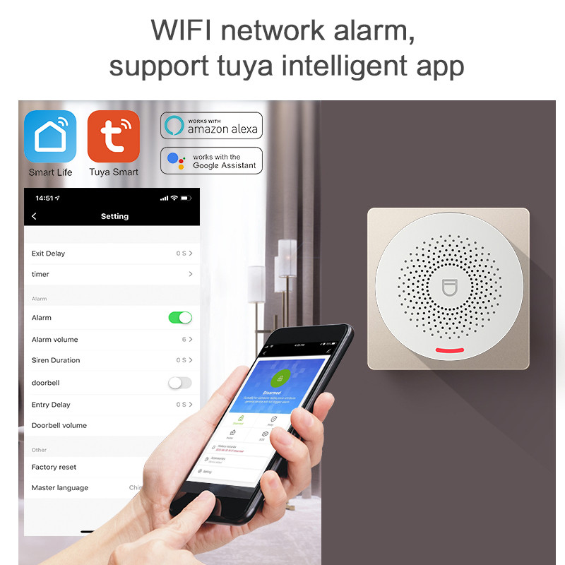 ZSWKD Tuya Seturi de sistem de alarmă Wifi Securitate fără fir antifurt cu detector de mișcare Senzor de ușă Aplicație Smart Life pentru casă inteligentă DIY