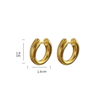 Френски ретро златни обеци с букви Дамски луксозни златни обеци с халки геометричен обикновен пръстен Медни обеци Модни бижута