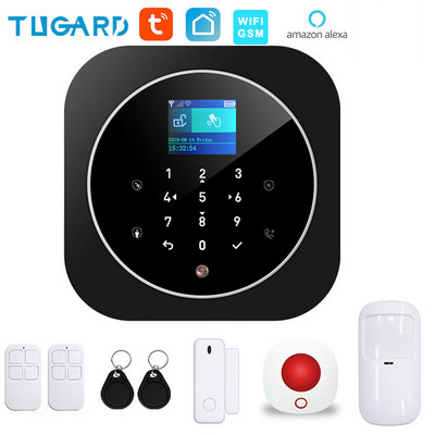 TUGARD G12 Tuya 433MHz GSM WiFi Безжична домашна охранителна алармена система с PIR сензор за движение Сензор за врата Сирена Аларма Комплект