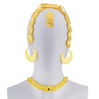 Ethlyn sidabro spalvos / aukso spalvos Eritrėjos vestuvių tradicinių papuošalų rinkiniai Penki vnt. „Choker“ rinkiniai S84