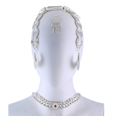 Ethlyn sidabro spalvos / aukso spalvos Eritrėjos vestuvių tradicinių papuošalų rinkiniai Penki vnt. „Choker“ rinkiniai S84