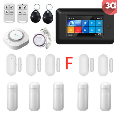 3G IOS Android 433MHz Zaslon u boji osjetljiv na dodir Bežični WIFI GPRS RFID kartica Smart Home Protuprovalni alarmni sustavi s dodacima