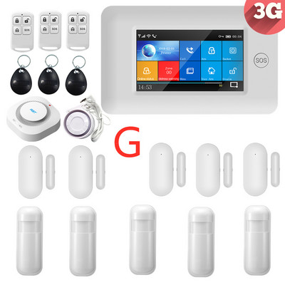 3G IOS Android 433MHz Zaslon u boji osjetljiv na dodir Bežični WIFI GPRS RFID kartica Smart Home Protuprovalni alarmni sustavi s dodacima