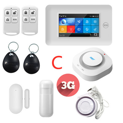 3G IOS Android 433MHz Zaslon u boji osjetljiv na dodir Bežični WIFI GPRS RFID kartica Smart Home Protuprovalni alarmni sustavi s dodacima