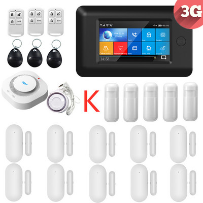 3G IOS Android 433MHz Zaslon u boji osjetljiv na dodir Bežični WIFI GPRS RFID kartica Smart Home Protuprovalni alarmni sustavi s dodacima