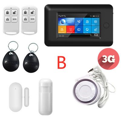 3G IOS Android 433MHz Zaslon u boji osjetljiv na dodir Bežični WIFI GPRS RFID kartica Smart Home Protuprovalni alarmni sustavi s dodacima