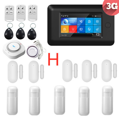 3G IOS Android 433MHz Zaslon u boji osjetljiv na dodir Bežični WIFI GPRS RFID kartica Smart Home Protuprovalni alarmni sustavi s dodacima