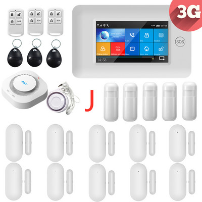 3G IOS Android 433MHz Zaslon u boji osjetljiv na dodir Bežični WIFI GPRS RFID kartica Smart Home Protuprovalni alarmni sustavi s dodacima